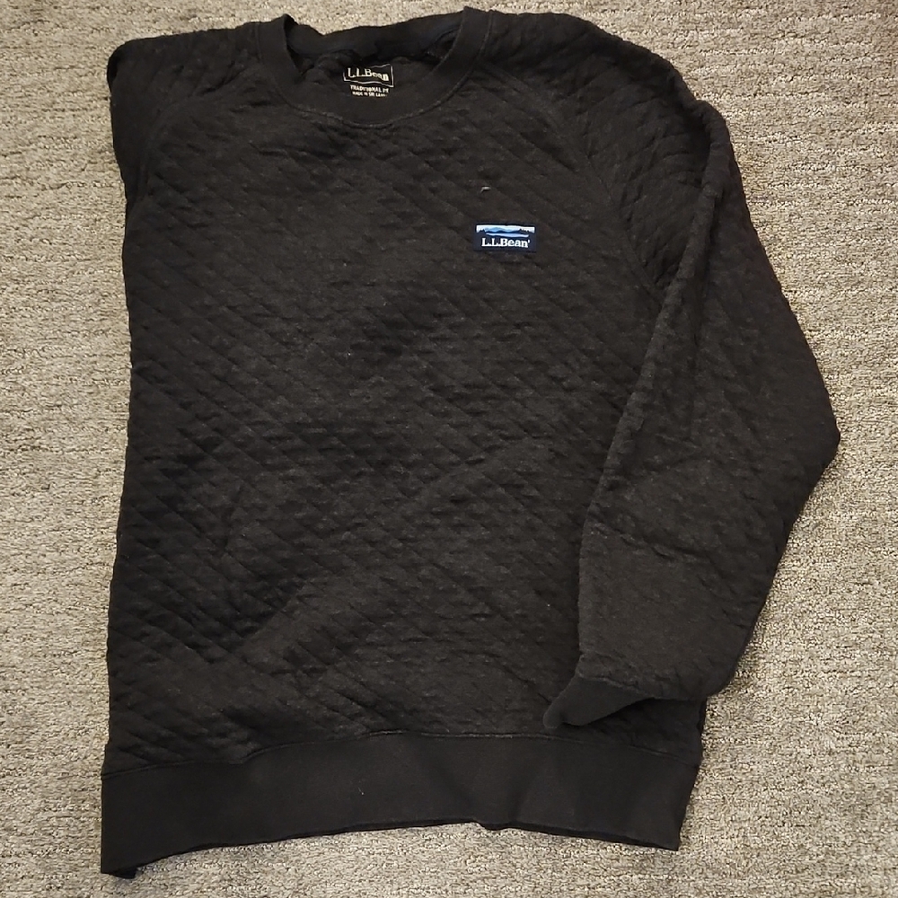 L.L. Bean Black Crewneck Sweater Textured Warmth